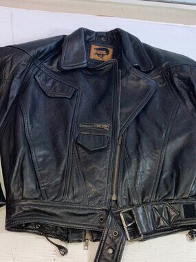 Fox Run Nadia International Trading Womens Black Leather Jacket Biker Sz Small